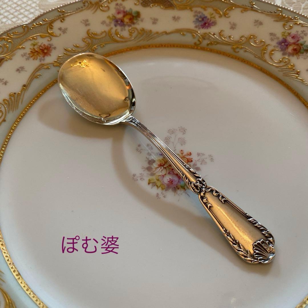 【ピュイフォルカ】純銀／アイスクリームスプーン／ポンパドール※彫有り２＋無し１