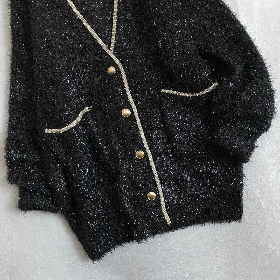 【ほぼ未使用✨】allureville シャイニーフェザーカーディガン　黒