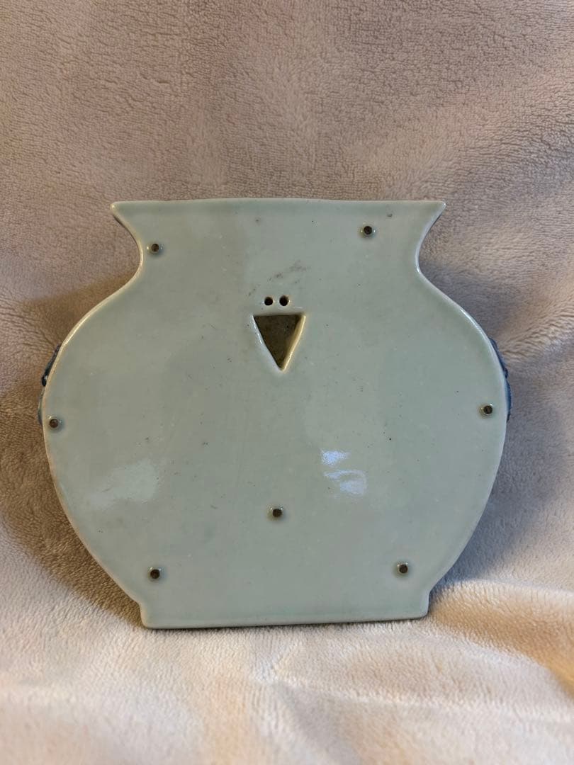 希少 大清道光年製 手描 粉彩 牡丹双鳥図 壁瓶　中国古美術 古玩