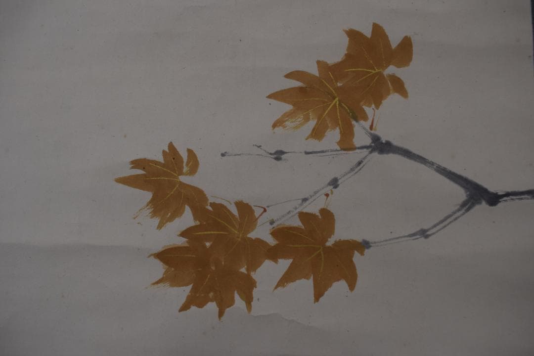 【真作】村上鳳湖/紅葉小禽図/紅葉小鳥図/掛軸☆宝船☆Y-660　JM