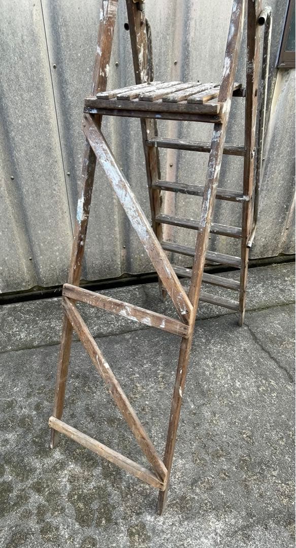 ビンテージ/イギリス/英国製/木製/大型/ラダー/脚立/ディスプレイ/店舗什器③