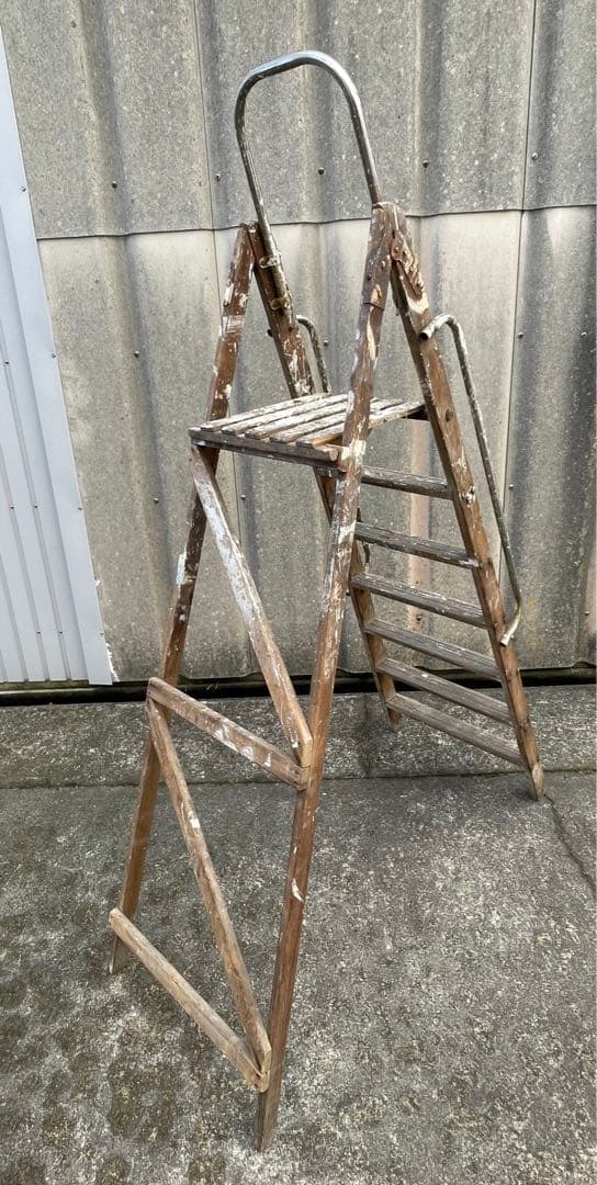 ビンテージ/イギリス/英国製/木製/大型/ラダー/脚立/ディスプレイ/店舗什器③