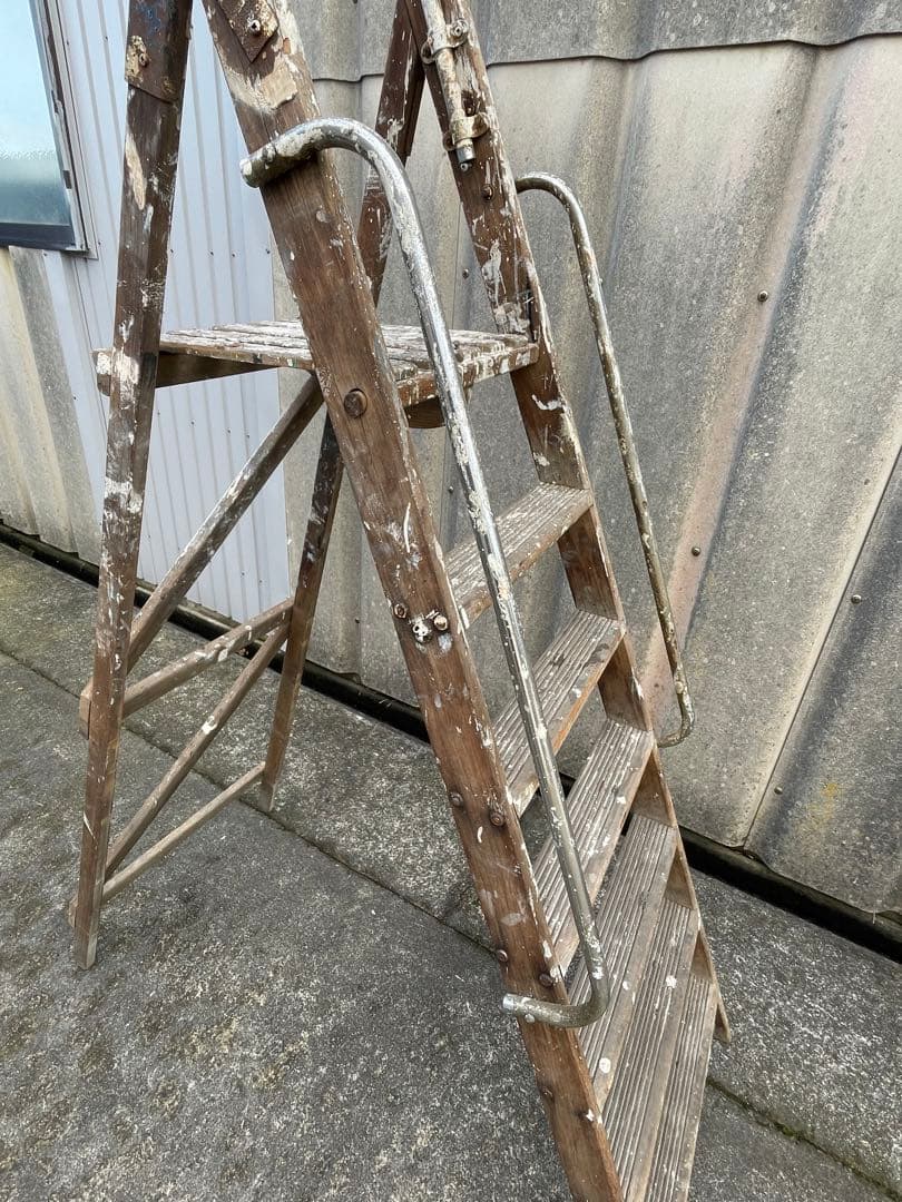 ビンテージ/イギリス/英国製/木製/大型/ラダー/脚立/ディスプレイ/店舗什器③
