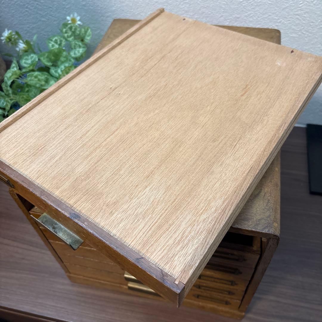 木製レターケース　引き出し　6段収納　昭和レトロ　書類入れ　小物入れ　書類ケース