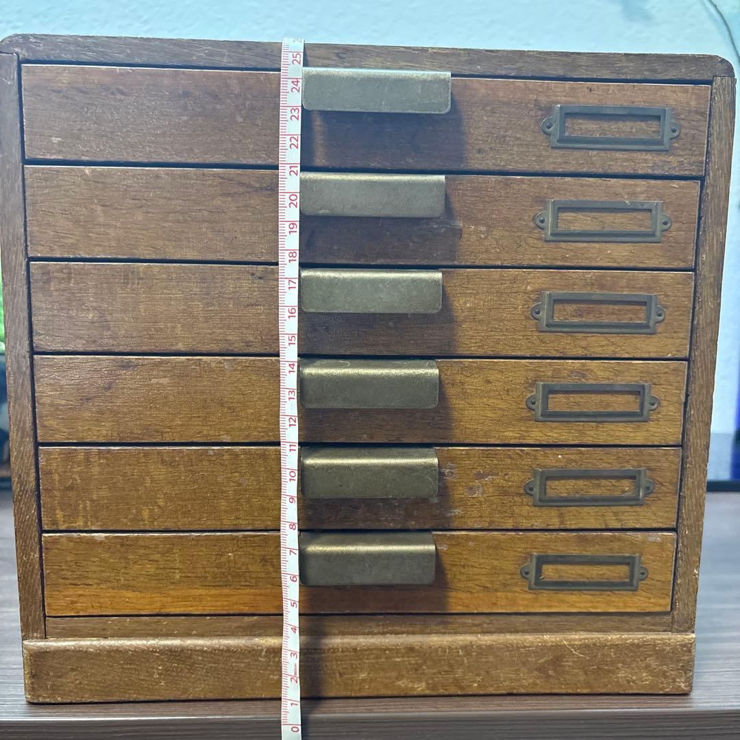 木製レターケース　引き出し　6段収納　昭和レトロ　書類入れ　小物入れ　書類ケース