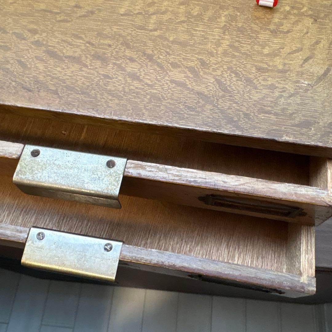 木製レターケース　引き出し　6段収納　昭和レトロ　書類入れ　小物入れ　書類ケース