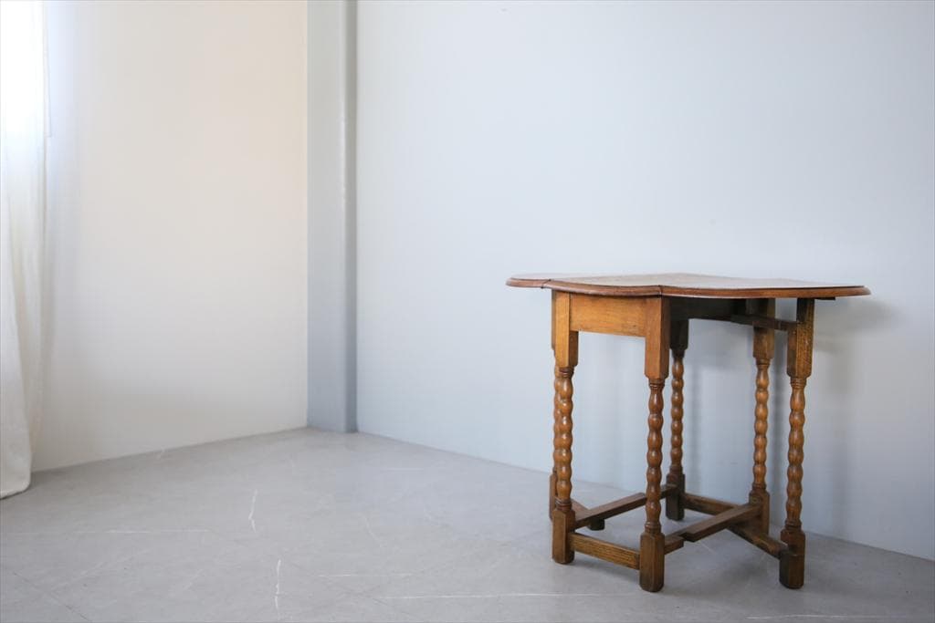 英国アンティーク木製ゲートレッグテーブル/ダイニング机バタフライ(91-148)