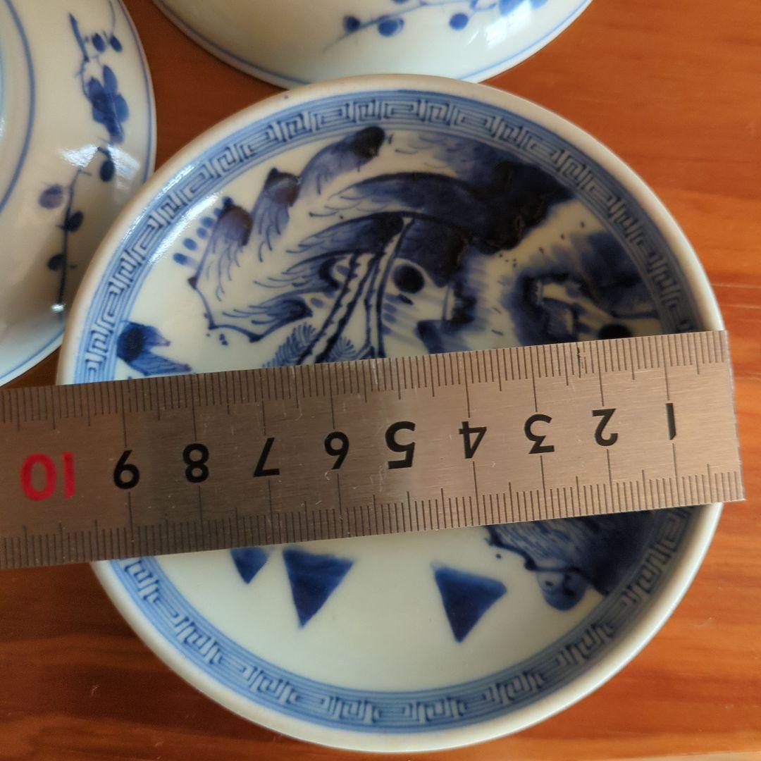 青と白の風景画 陶器皿 5枚セット