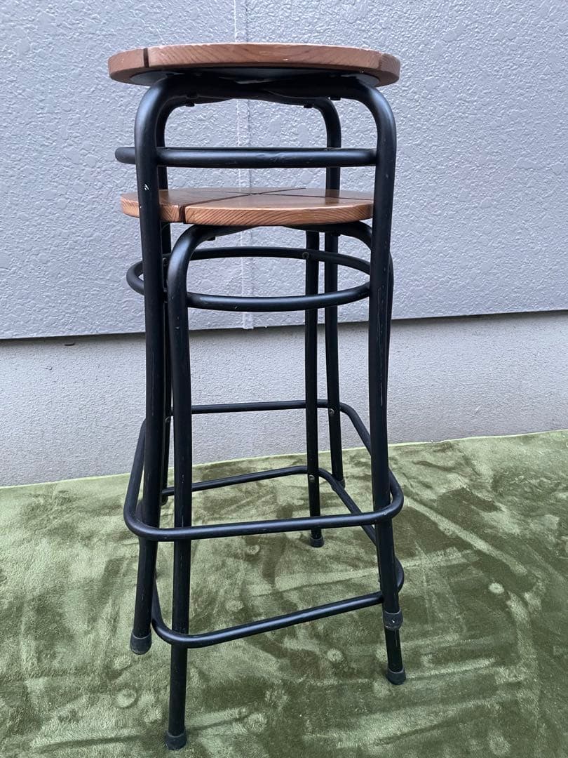 廃盤　2脚セット　希少モデル　IKEA AGNE スツール　椅子　パイン無垢材