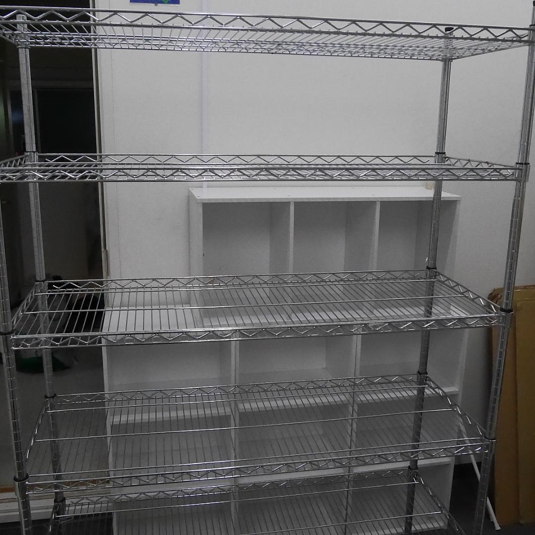 まぁちゃん:【幅120cm】スチールラック 5段 シルバー 棚板1枚追加済