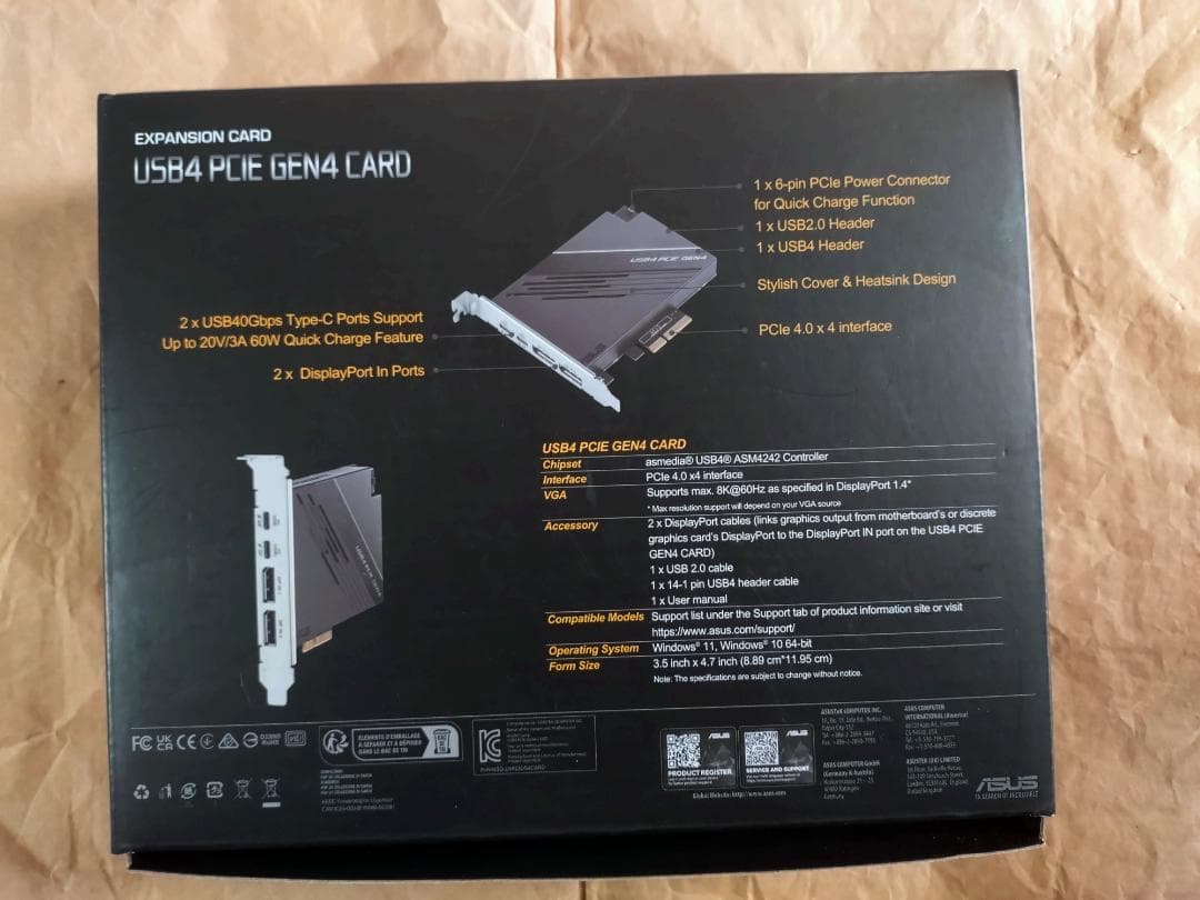 拡張カード ASUS USB4 PCIe Gen4 Card