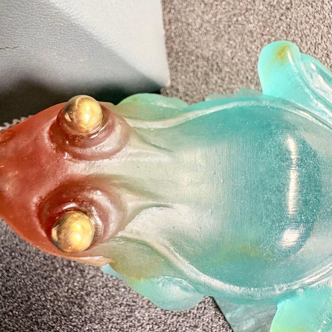 ドームフランス カエル 置物 クリスタル 水晶 浄化 フランス製ガラス ナンシー