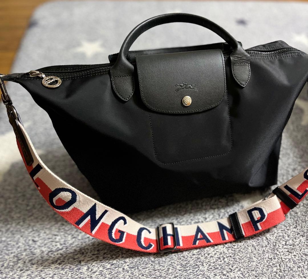 LONGCHAMP ショルダーバッグ 黒　別購入したストラップ込み