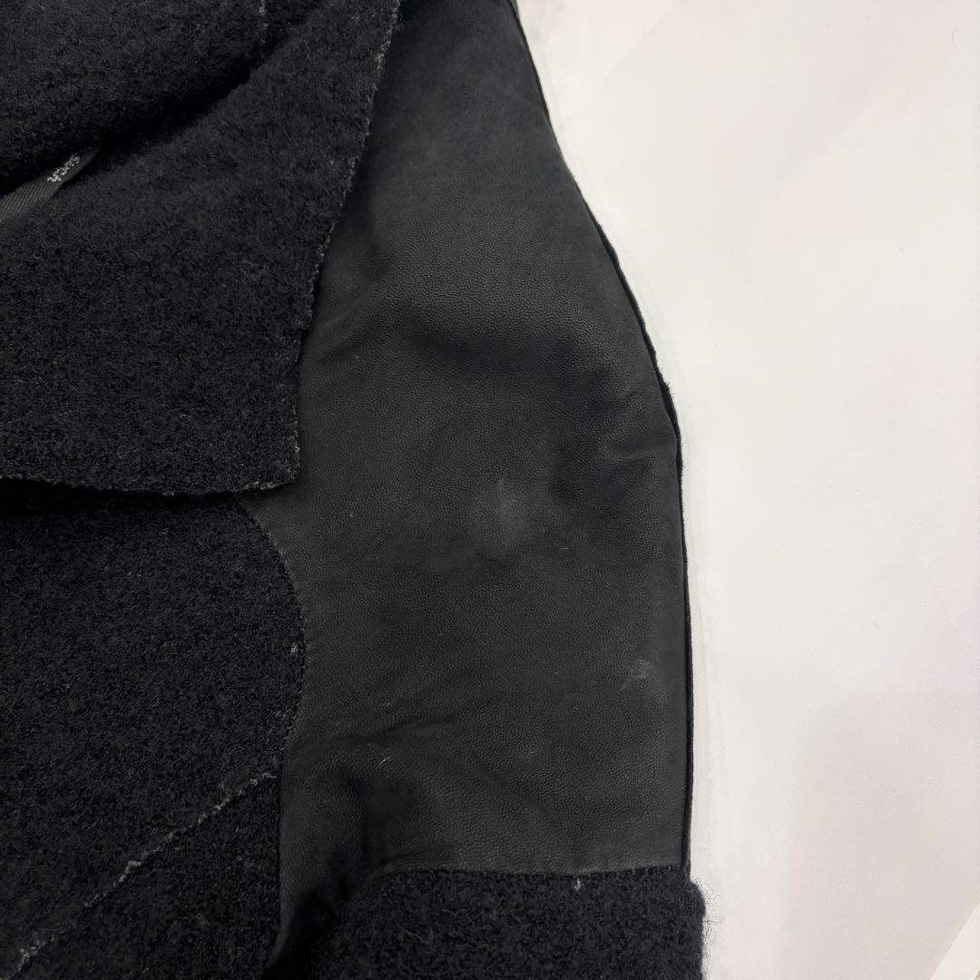 TRANSIT PAR SUCH ウールロングコート 黒 異素材 イタリア製