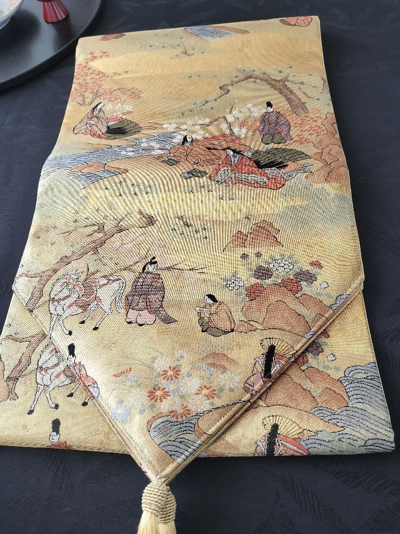 A876★逸品‼️全通帯‼️豪華刺繍‼️テーブルランナー2m12cm