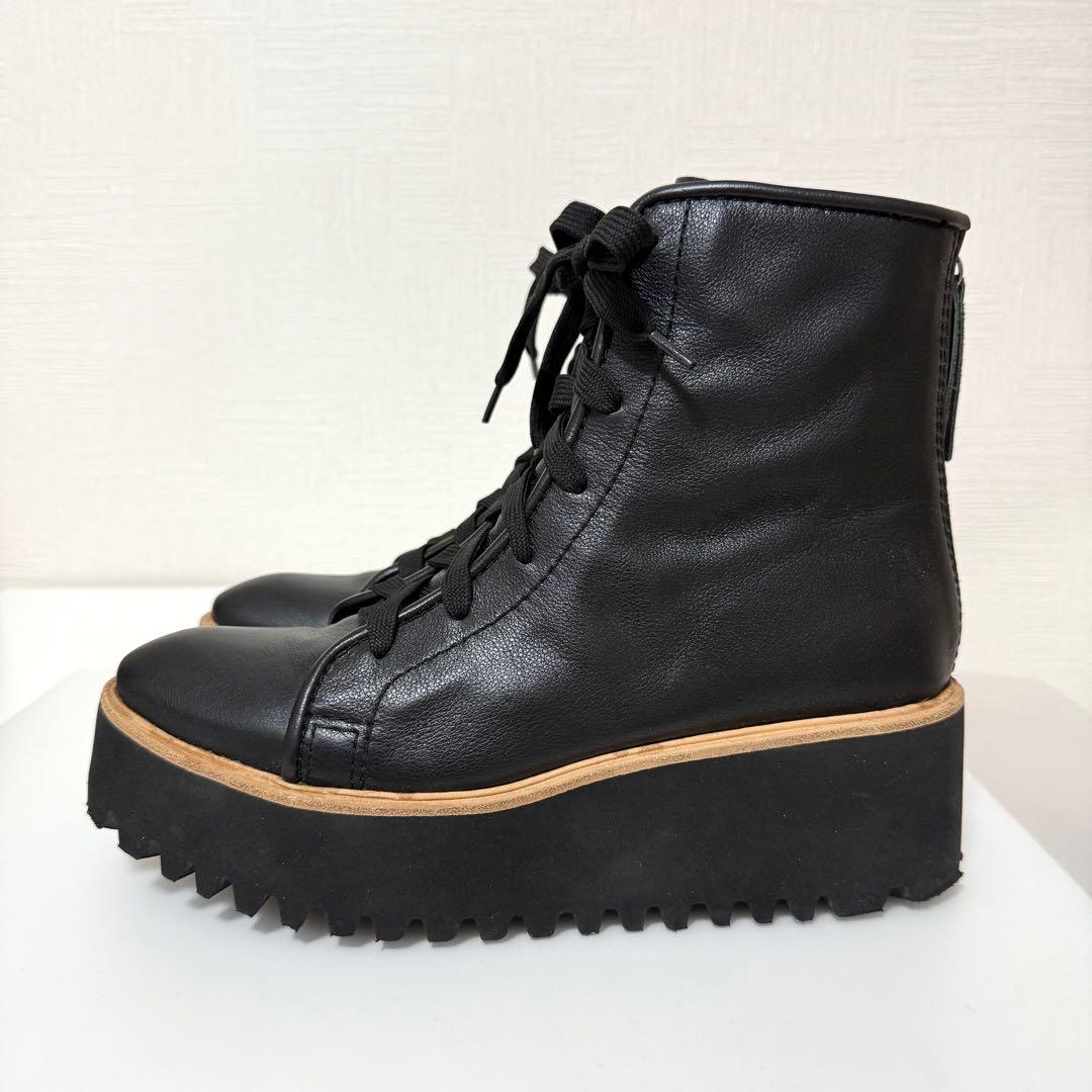 【美品】ヤマダヤ ALL BLACK×nouer ソフトレザーレースアップブーツ