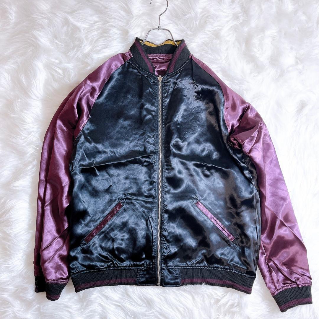 絡繰魂 　枝垂れ桜に九尾の狐 刺繍 和柄 スカジャン　リバーシブル　スーベニア