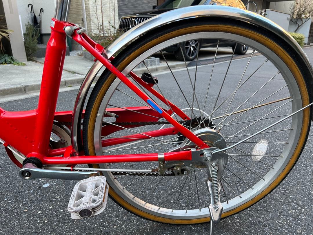 TOPONE 24インチ 自転車 赤 前カゴ付き 6段変速