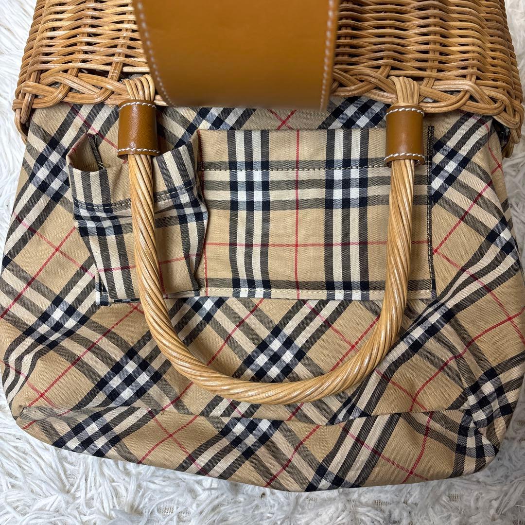 極美品☆【バーバリー　ブルーレーベル】カゴ　バッグ　ノバチェック　レザー