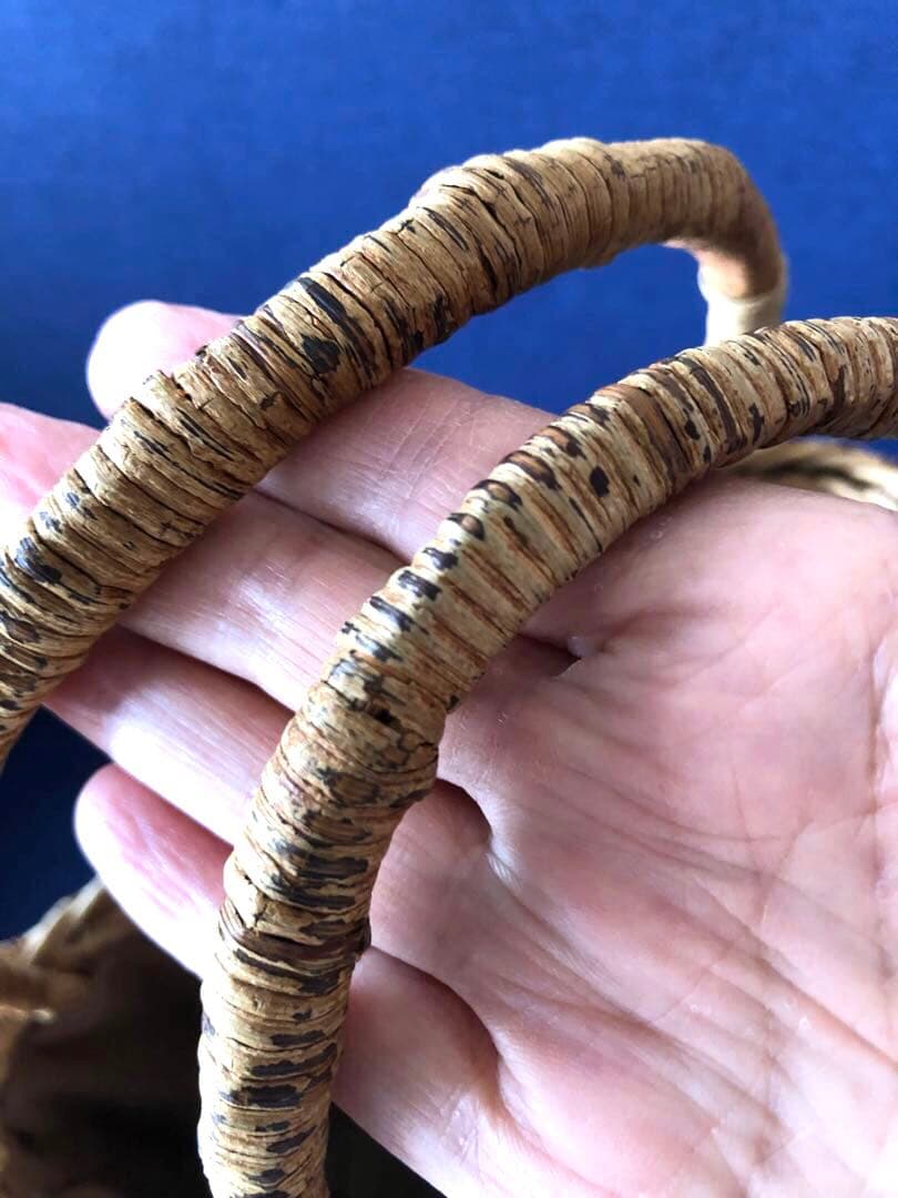 山葡萄 カゴバッグ ハンドバッグ　かご　ヴィンテージ　ダークブラウン　２点セット