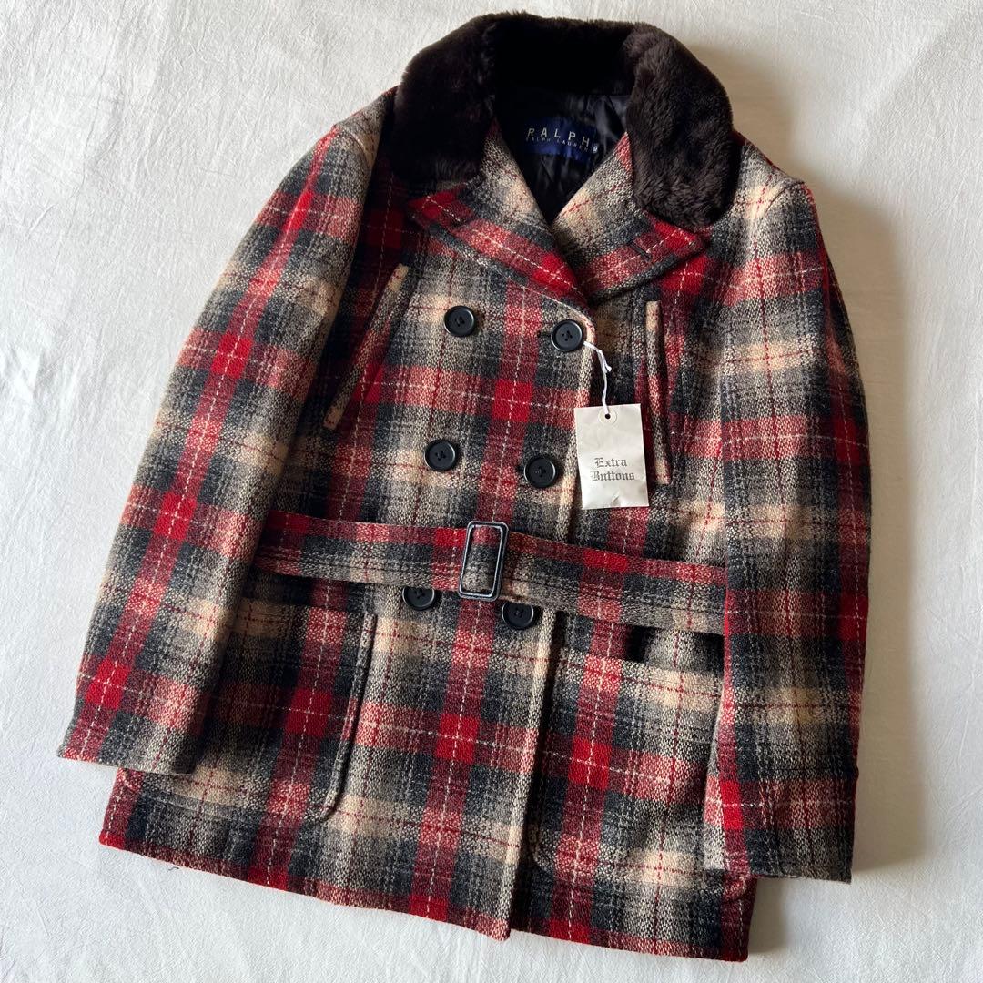 【極美品】RALPH LAUREN ウールコート チェック ダブル ベルト付き