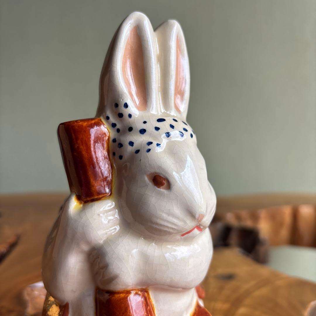 六兵衛窯 兎年 「擣兎」うさぎ 干支置物 清水焼 陶芸 たち吉 共箱