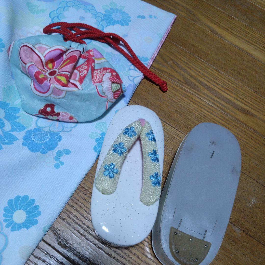 三歳★神楽★水色桜模様着物セット