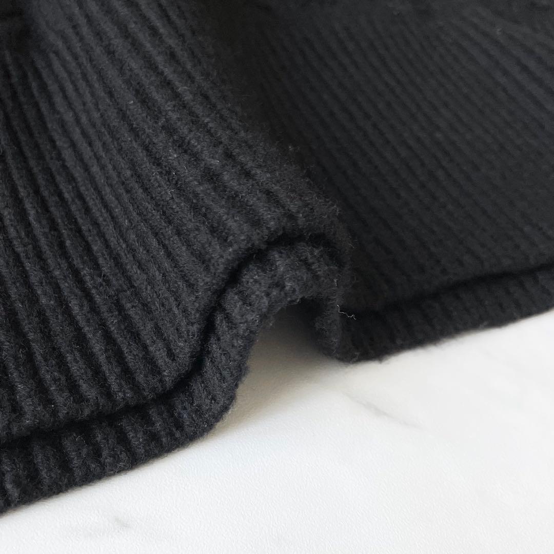 4364【美品】ブリーフィング　ケーブルニットワンピース ハーフジップ　黒　S