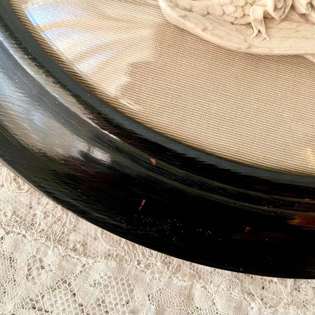 2人の天使のメダイヨン エンジェル フランスアンティーク エクリュ　フレーム