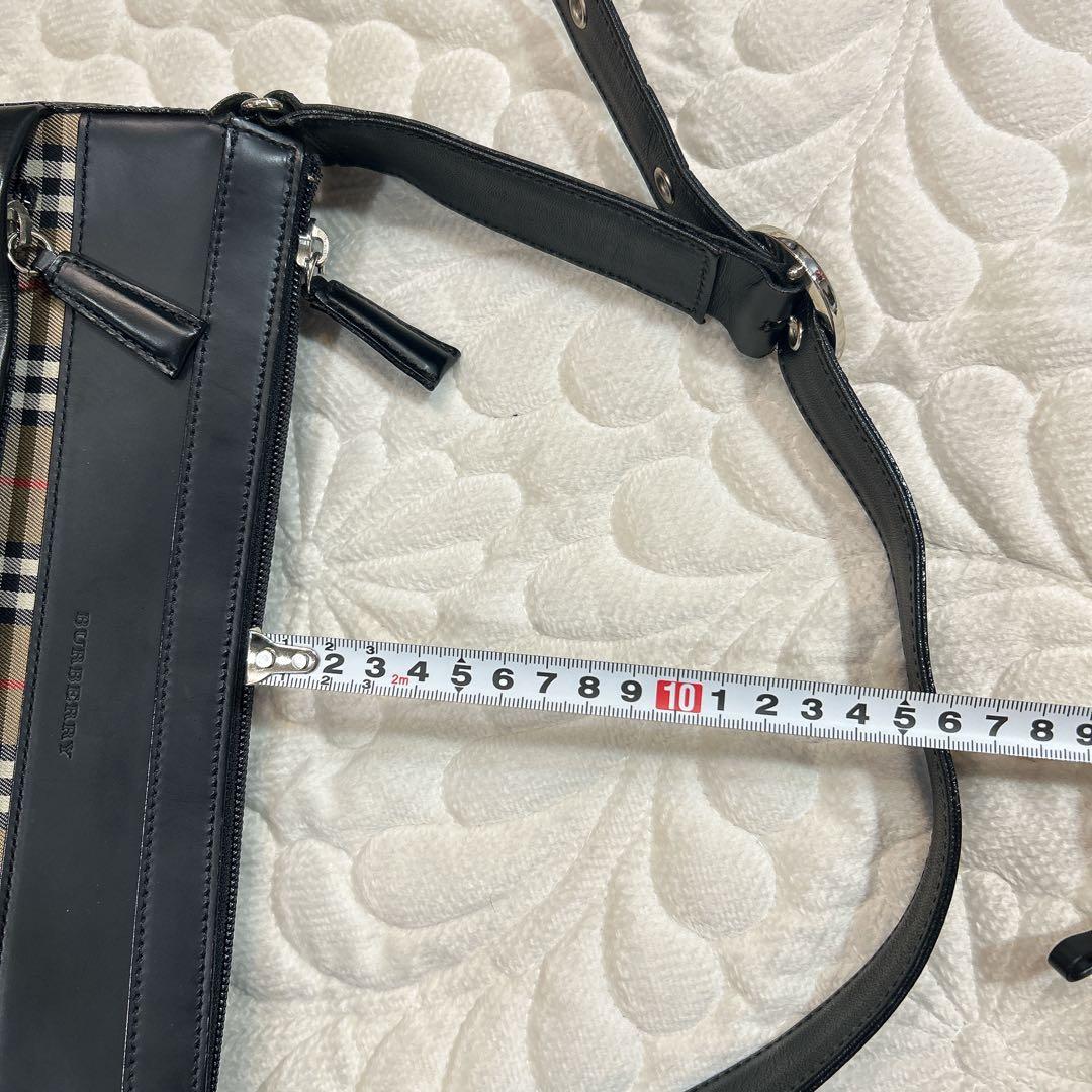 バーバリー　ショルダーバッグ　ノバチェック　肩がけ　レザー　キャンバス　ブラック