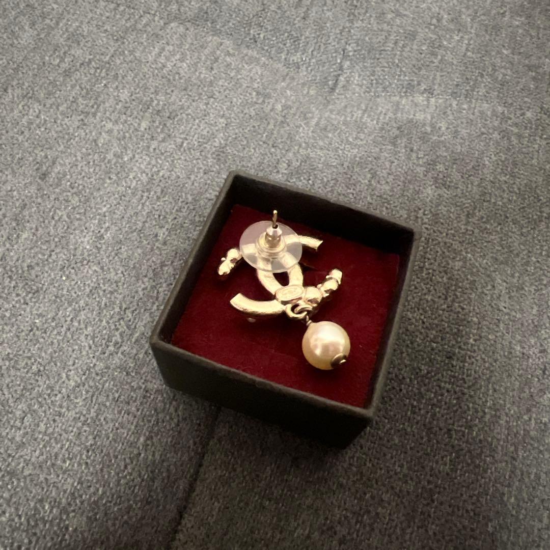 CHANEL シャネル ココマーク パール ピアス ラインストーン 片耳
