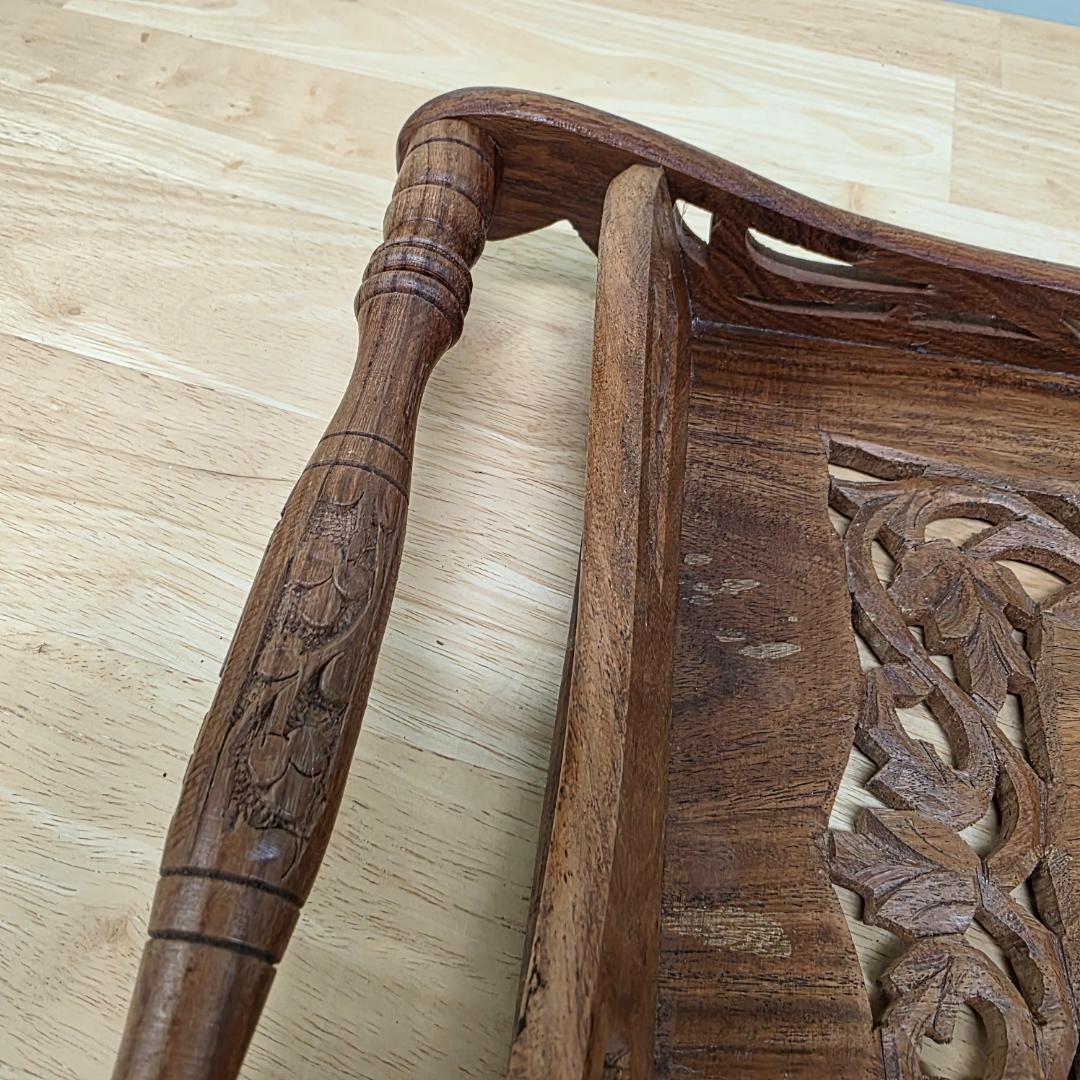 アンティークトレイ 木製彫刻トレイ 木製トレー 木製おしぼりトレイ おしゃれ