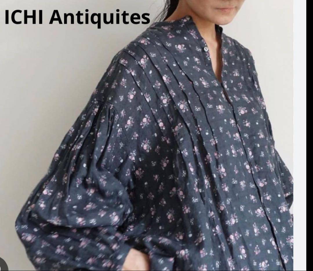 ◼︎新品　ICHI Antiquites リネンフローラルパターンピンタックシャツ