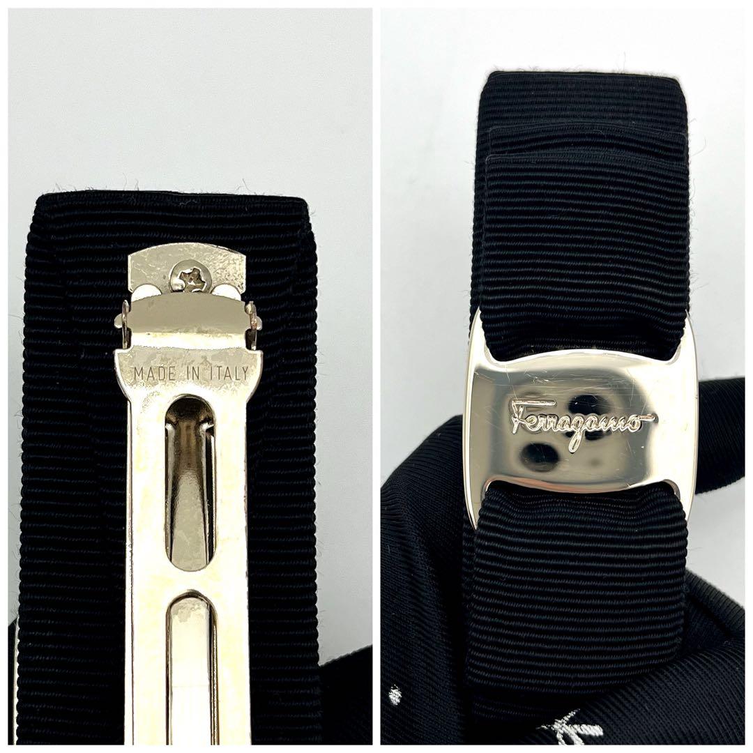 結☆サルヴァトーレフェラガモ ヴァラリボン バレッタ ブラック