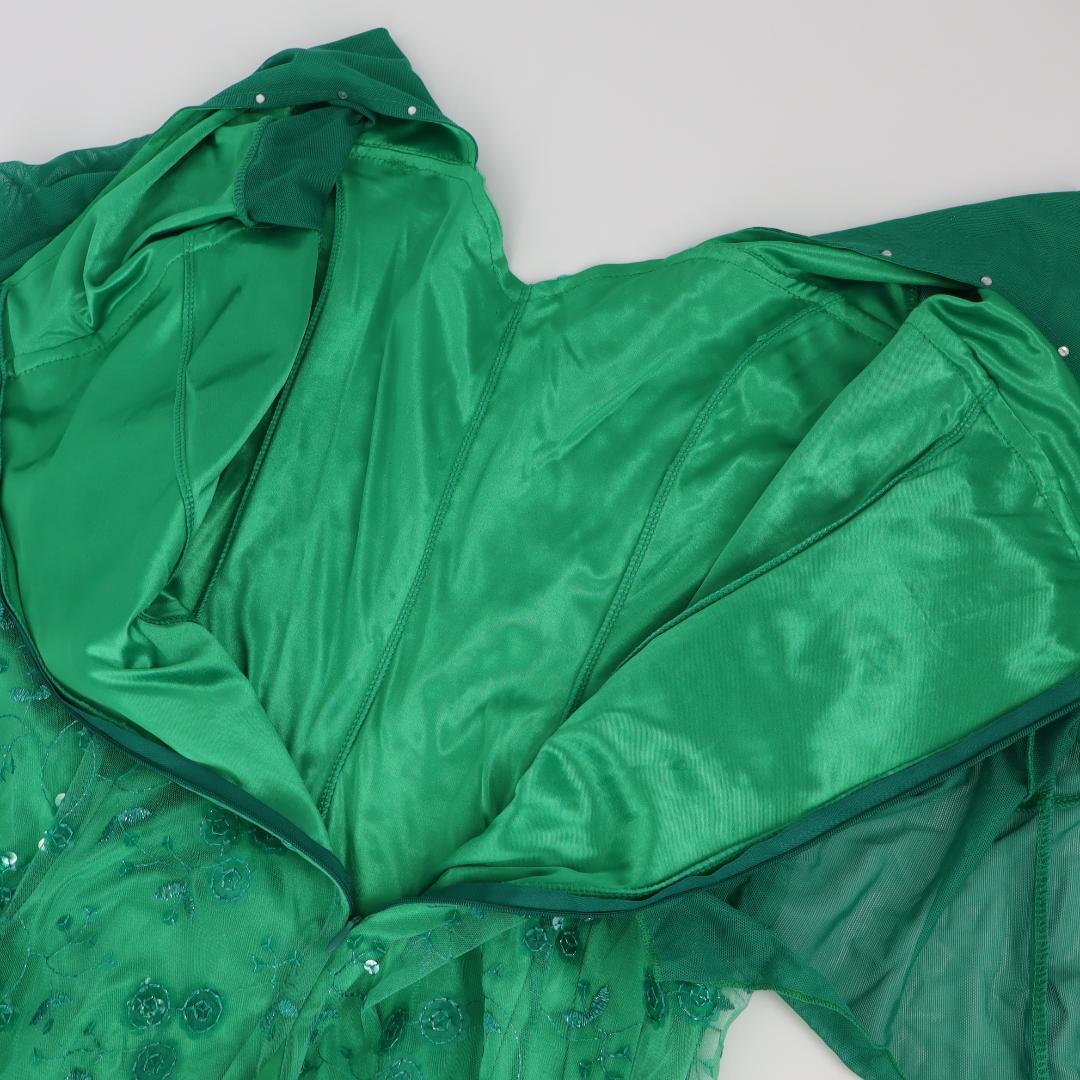 【美品 社交ダンス衣装】鮮やかグリーン×レース地 ドレス スタンダード モダン