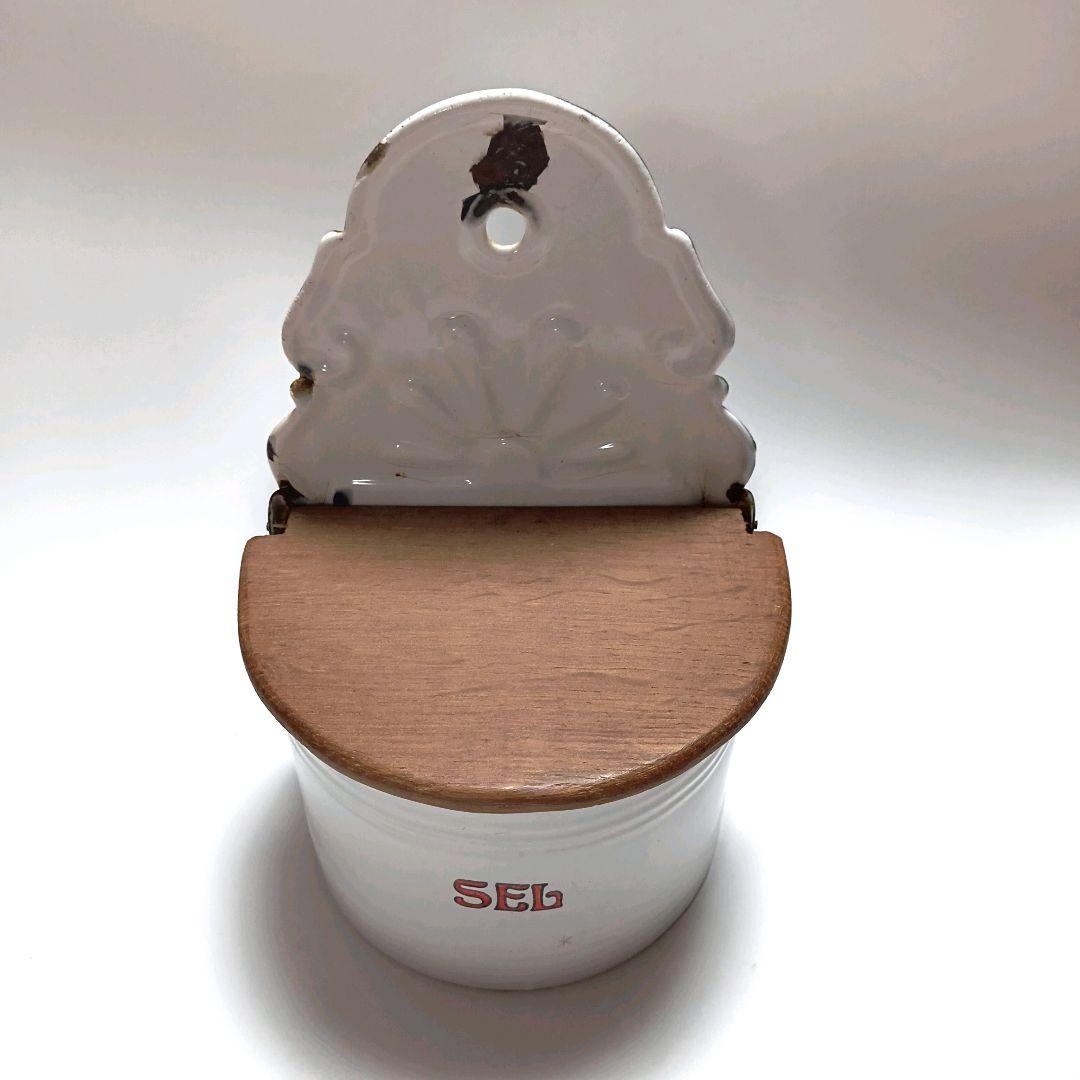 アンティーク ホーロー SEL缶 赤文字 木蓋 ベルギー製 壁掛け