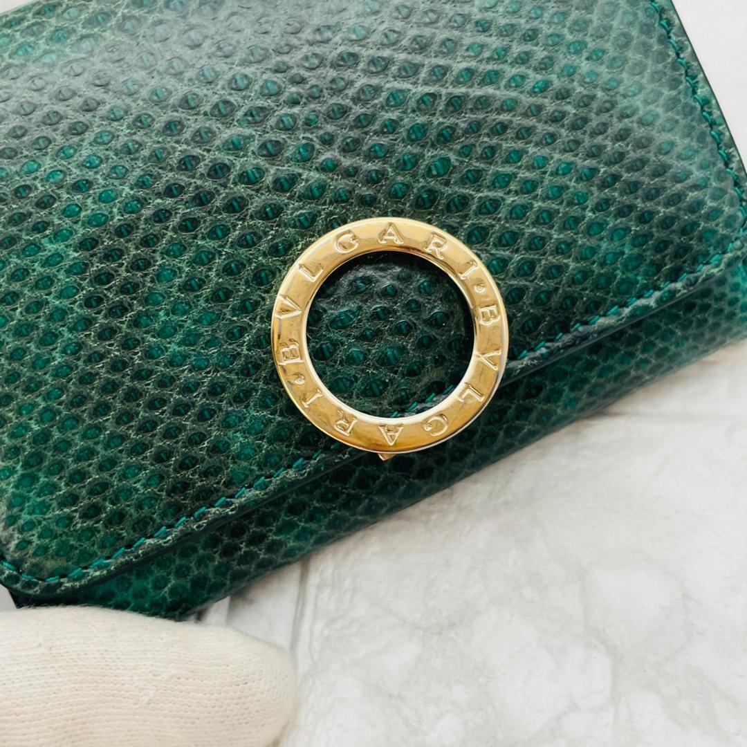 希少✨極美品/RFID搭載 BVLGARI カードケース　パイソン サークルロゴ