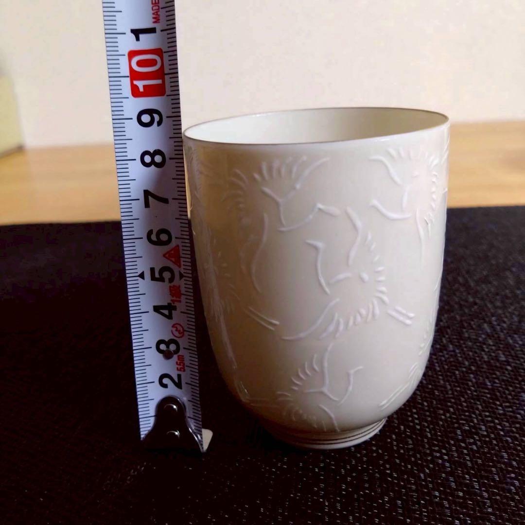 箱付き　東裁 湯のみ 蓋付き茶碗　セット ① 鶴　千羽鶴 【10131m】