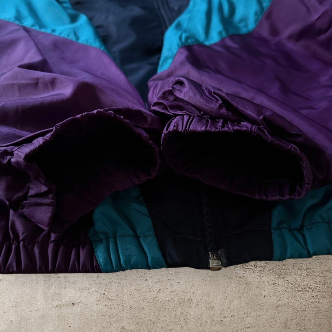 希少80s adidasナイロンジャケットトレフォイル刺繍ロゴレトロY2K古着M