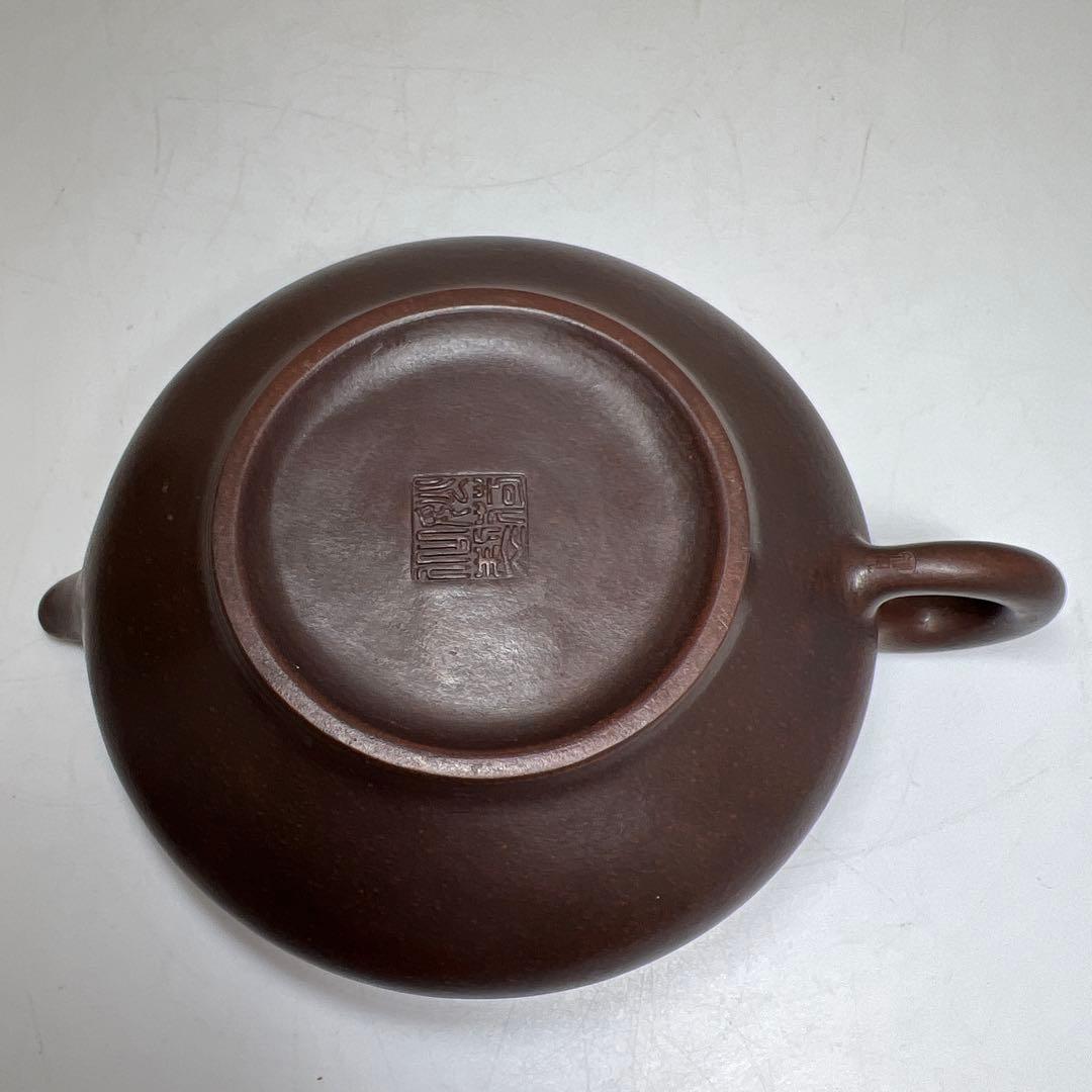 中国古玩　在銘朱泥急須　木箱付　幅約17㎝　東Y8-0205☆2Fタサオ
