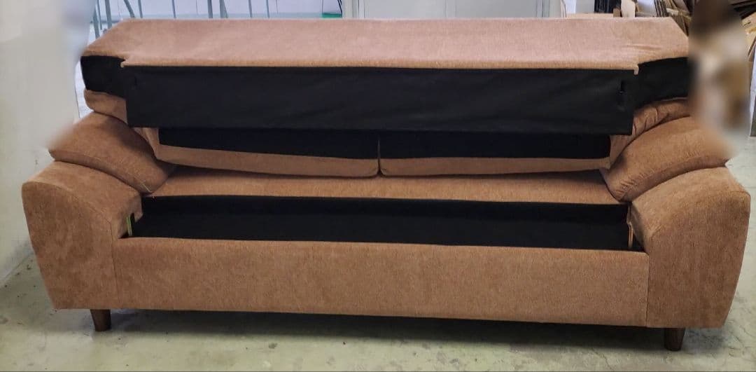 ブラウンファブリック2人掛けソファ【直接引き取りのみ】