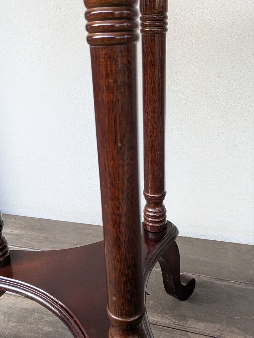 ヴィンテージ　木製大理石サイドテーブル　花台　アンティーク家具　昭和レトロ