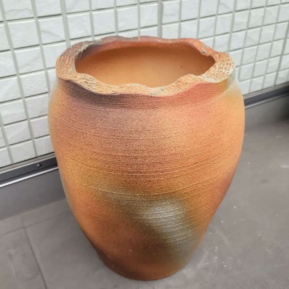 信楽焼き 火色流しツボ型傘立て 陶器