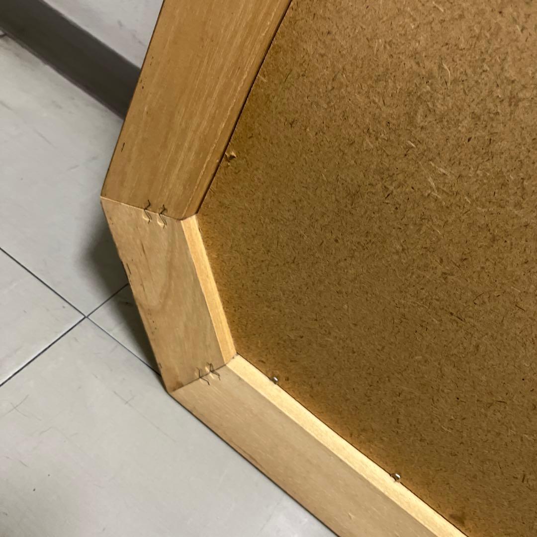 イタリア製　アンティーク　ウォール　ミラー　花柄装飾 八角形　壁掛け鏡