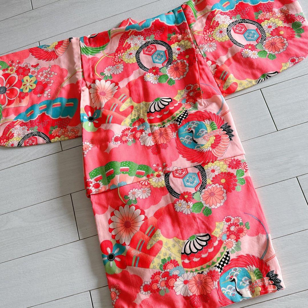 七五三　手縫い　レトロ　アンティーク　3歳用　着物　女児　女の子