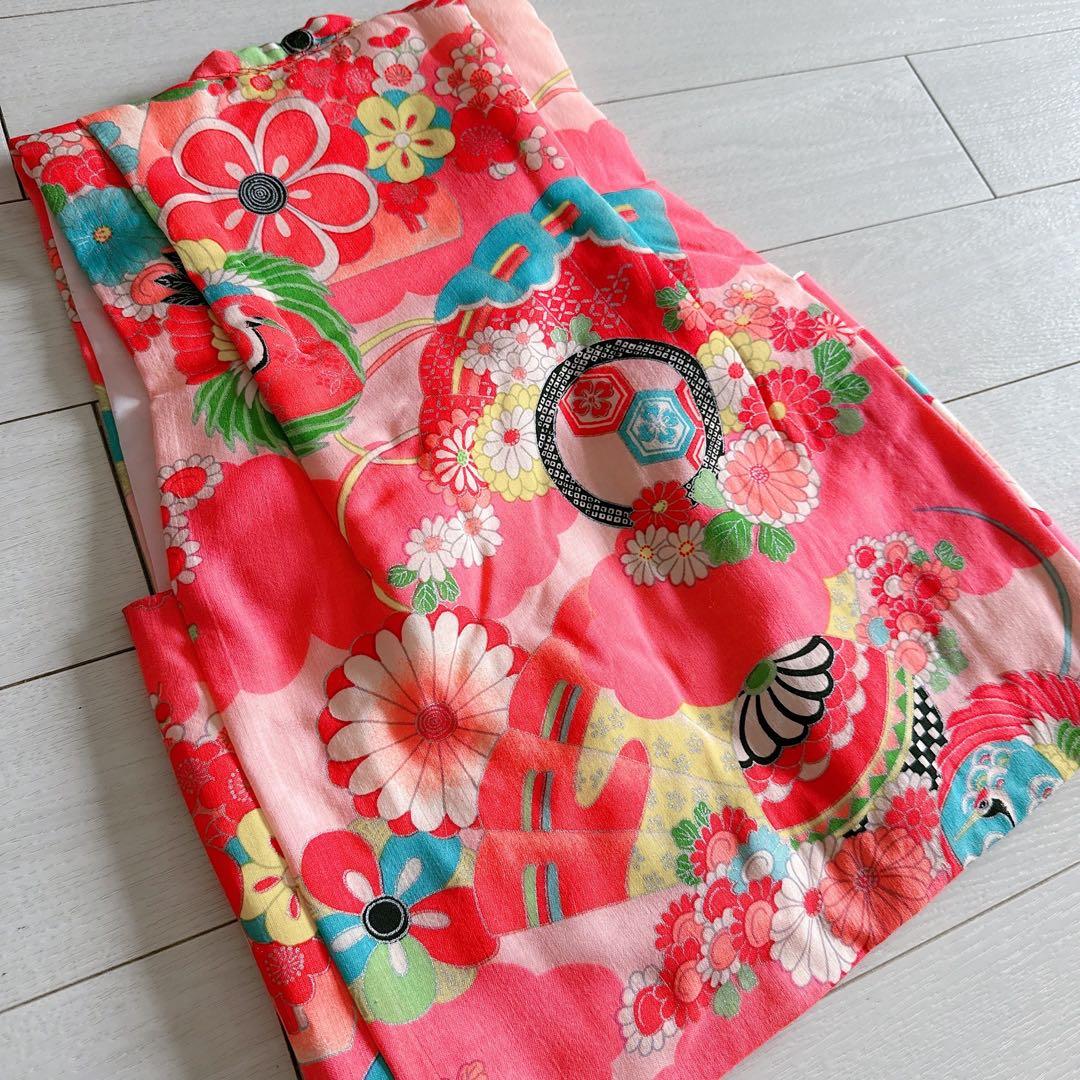 七五三　手縫い　レトロ　アンティーク　3歳用　着物　女児　女の子