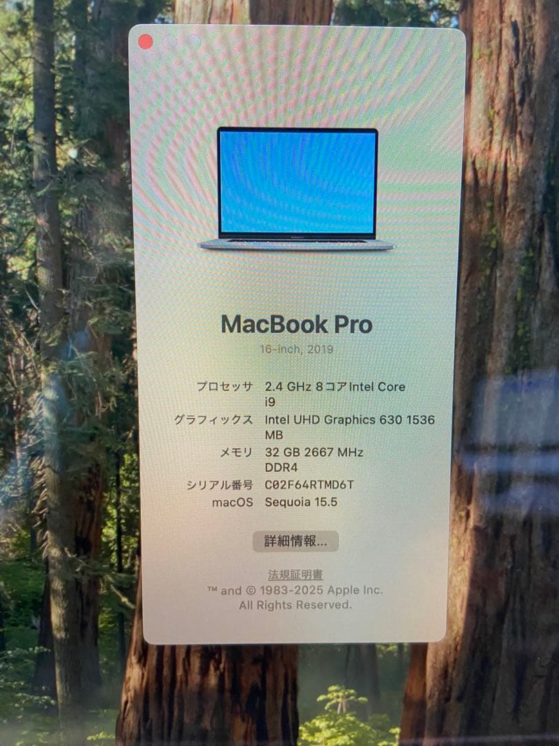 MacBook Pro 16インチ 1TB/32GB/2.4GHz 2019年