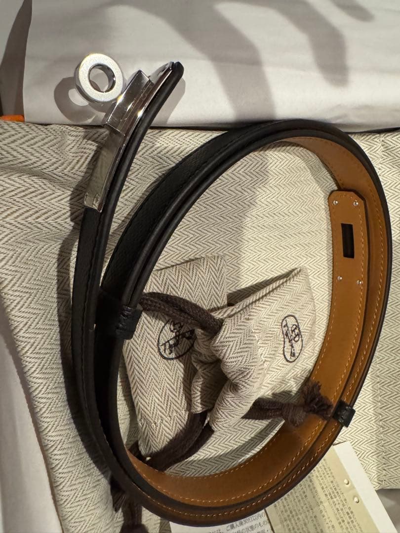 新品未使用　エルメス ケリーベルト18 ブラック/シルバー金具 黒　K刻印