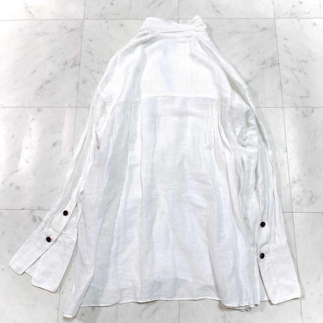 美品 定価3.9万 カオス バサランカディーシャツ リネン ホワイト　フリー