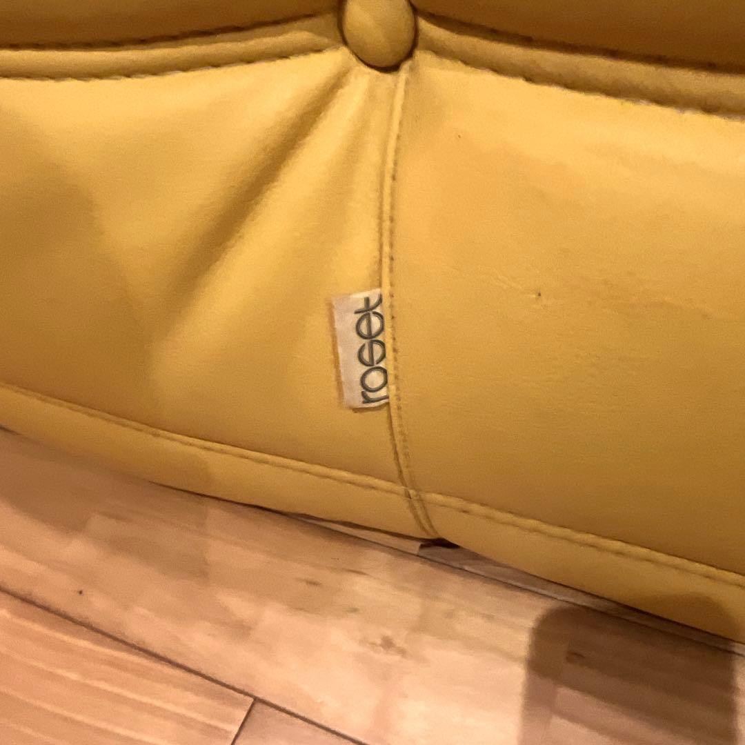 ligne roset togo 1P 本革 レザー ヴィンテージ ソファ　黄色